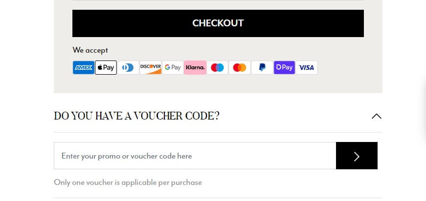 Black discount code input box