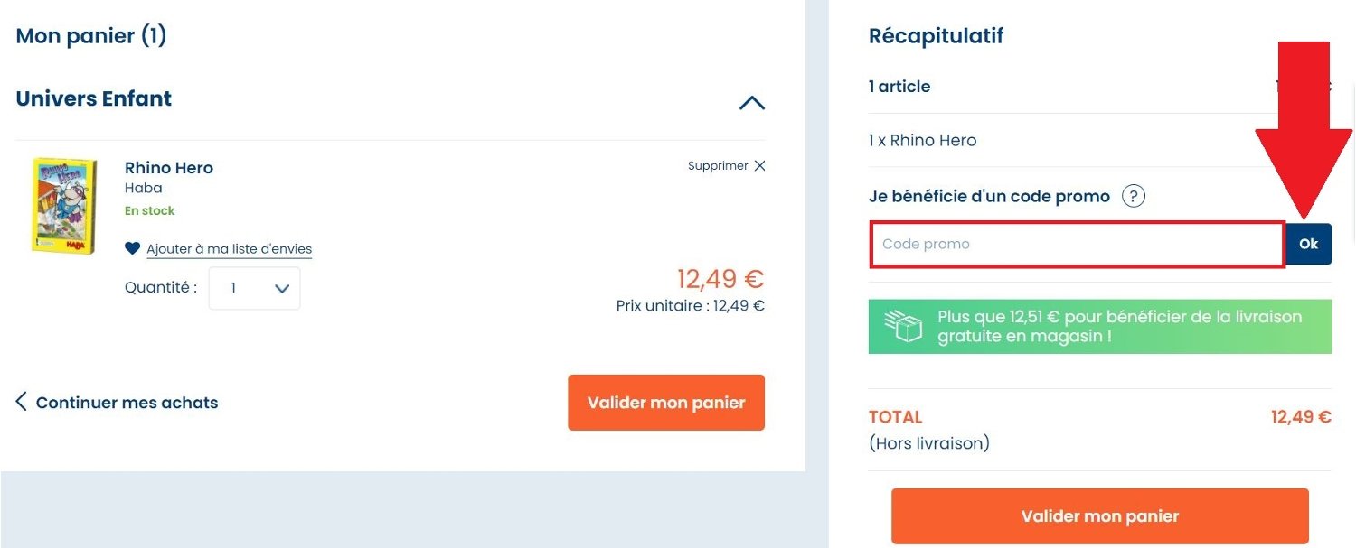 Emplacement pour codes promo Cultura