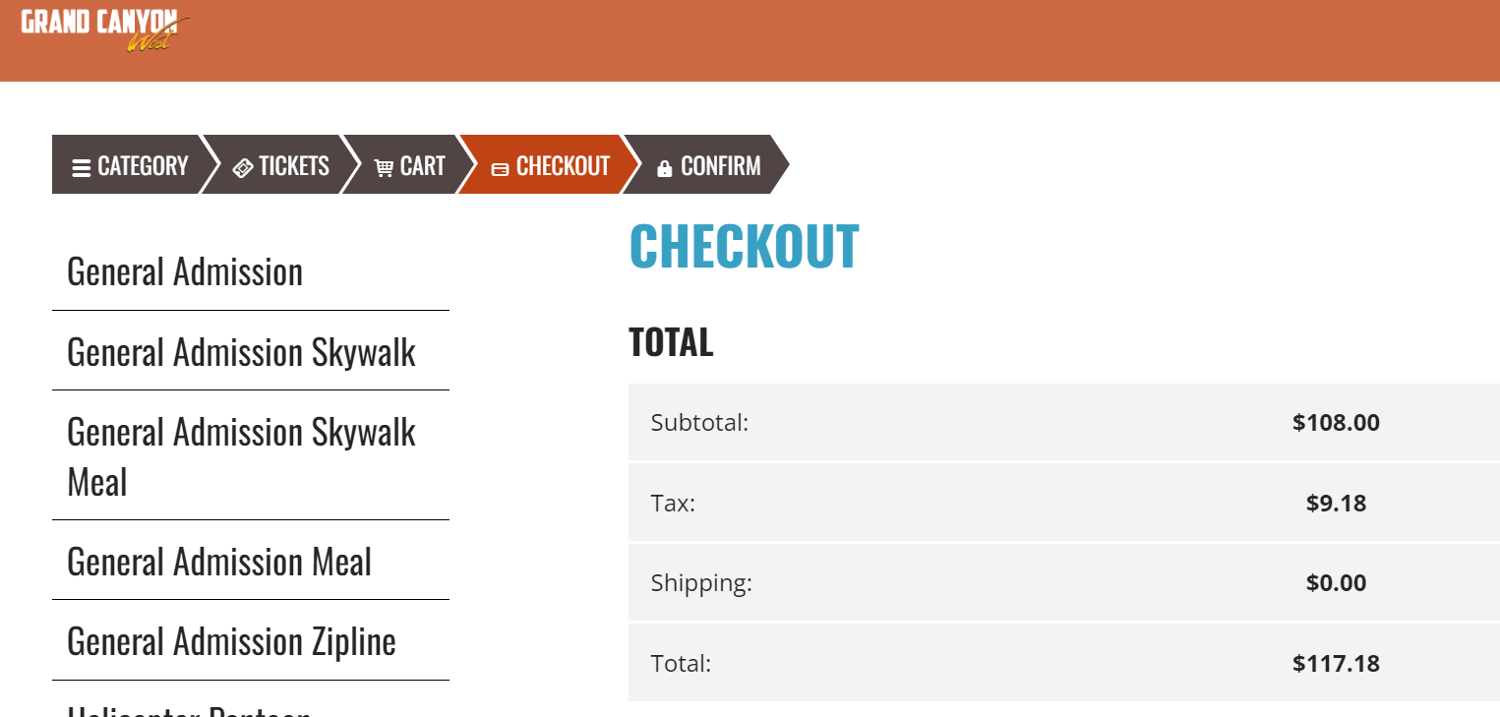Grand Canyon West Checkout Box