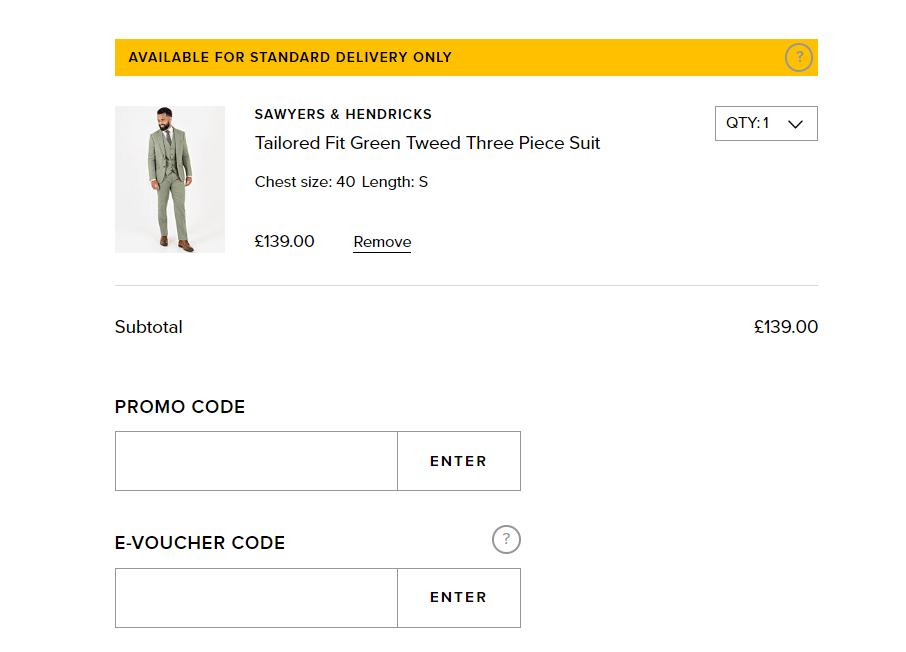 Slater Menswear discount code redemption box