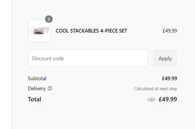 Tupperware discount code box within the shopping basket