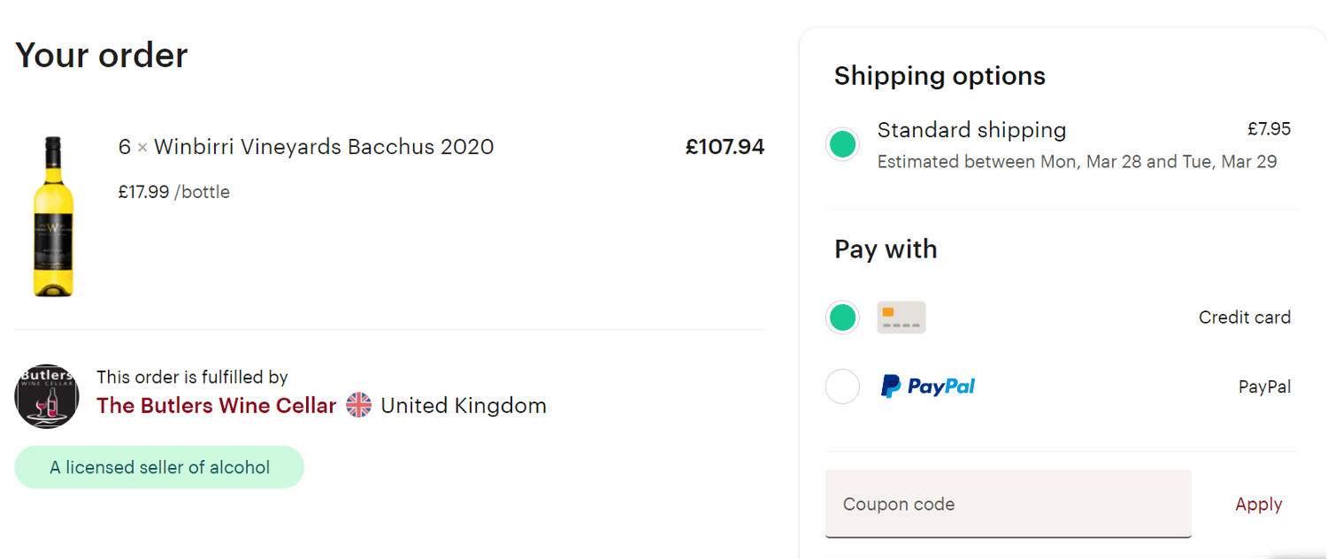 Vivino discount code box - checkout